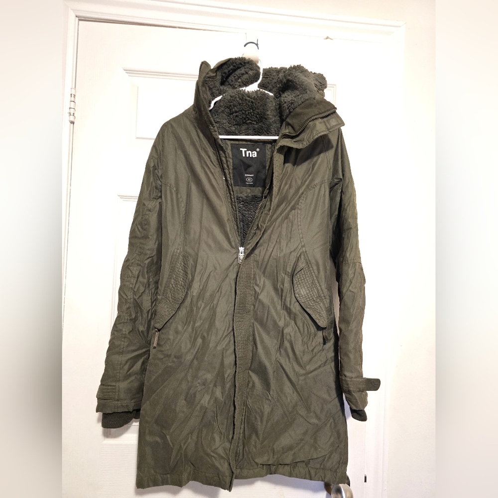 TNA Green Military Field Jacket with Hood